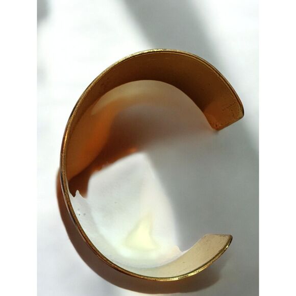 Mudpie Red & Black Geometric Cuff Bracelet โ Gold Tone Wide Enamel Adjustable - Picture 4 of 6